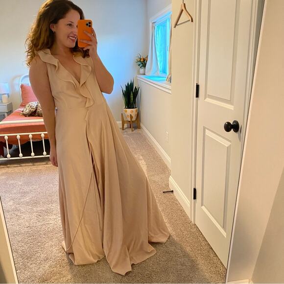 BHLDN Sachin & Babi Light Pink Wrap Maxi Dress Gown 6 - Picture 4 of 14